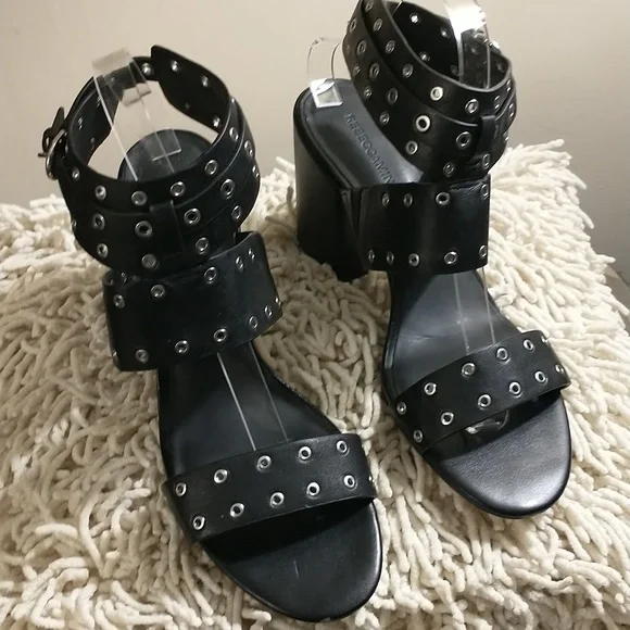 Rebecca Minkoff Black Leather Sandals - Picture 1 of 12